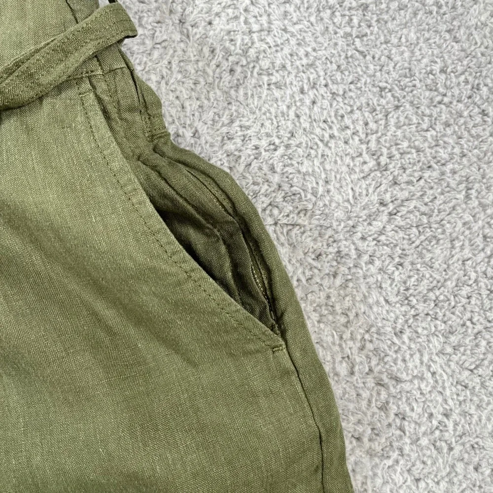 Wrap London Forest Green 100% Linen Belted Shorts Size US 16 NWT - Picture 13 of 16